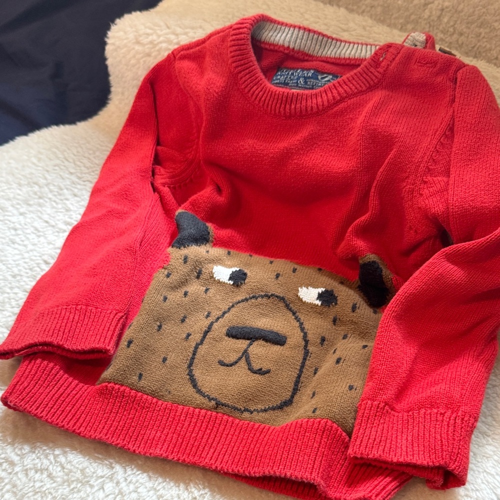 Joules Red Bear Knit Sweater for Kids